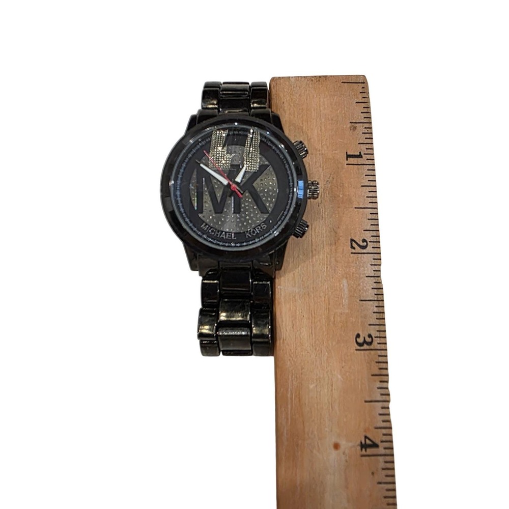 Michael Kors Black Stainless Steel Chronograph Watch MK5163 Rhinestone Dial - Picture 5 of 12